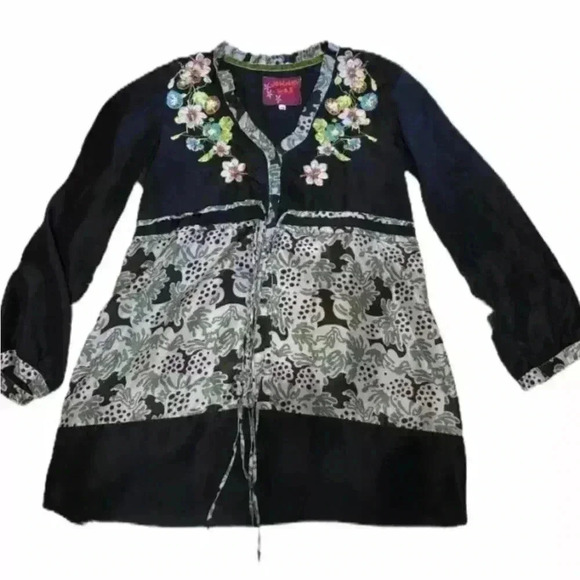 Johnny Was Tunic Blouse Embroidered Floral Size XS . - Picture 1 of 5